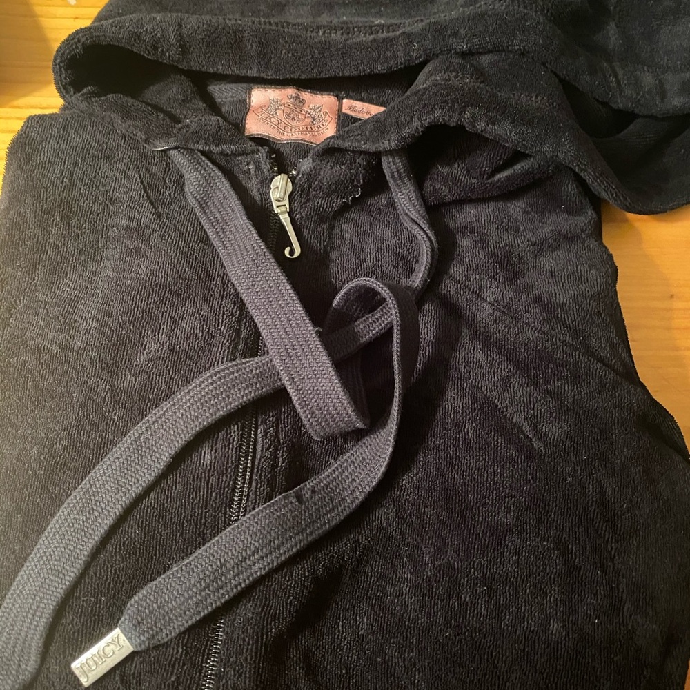 Juicy Couture black, zip-up hoodie. Size small.